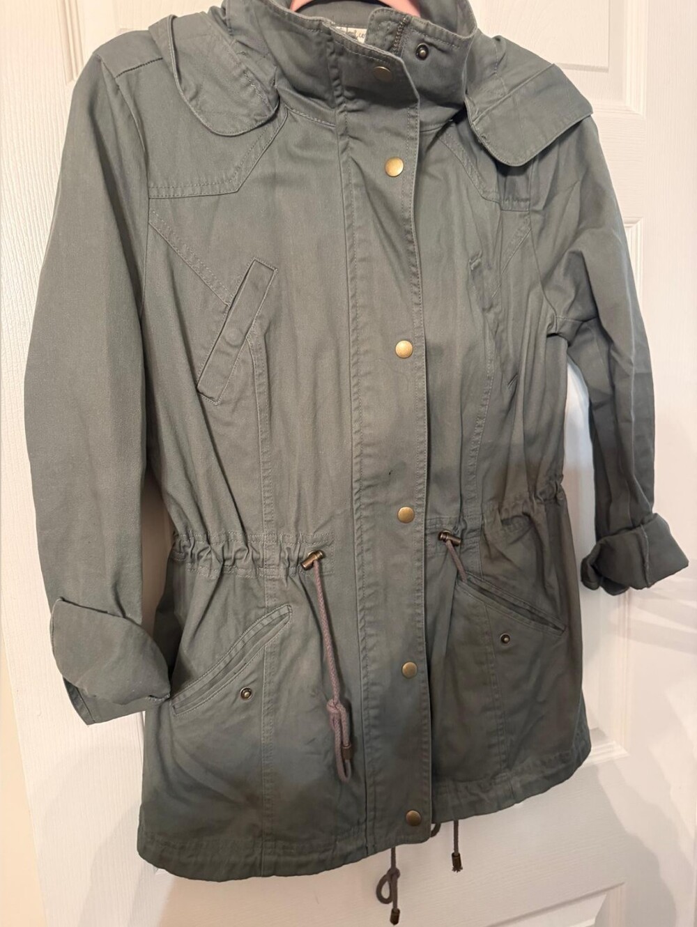 Style & Co. Olive Green Drawstring Utility Jacket
